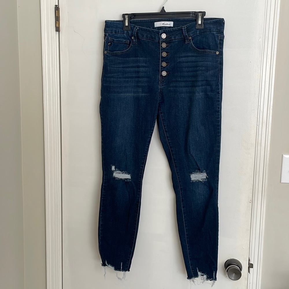 KanCan dark wash, high waisted, ankle crop jeans, size 31/15